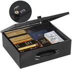 KYODOLED Fireproof Lock Box for Documents, Dual Combination and Key Lock Security with Carrying Handle, Metal Strong Safe Box to Keep Personal Items, Documents, Exterior 13.2''x 11''x4.13'', Black by KYODOLED