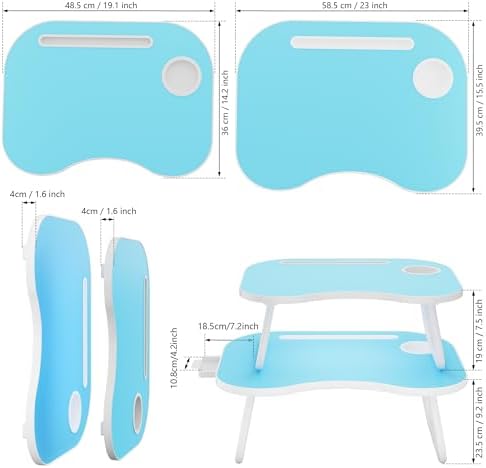 Lap Desk for Laptop Bed Trays for Eating and Laptops Breakfast in Bed Laptop Stand TV Trays for Bed with Cup Holder/Drawer for Sofa/Couch Portable Foldable (Blue, L(23×16")+Drawer) - Image 5