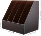 KINGFOM 4-Slot Wood Leather Document Files Holder Rack Stand Desk Files Organizer Papers Collection Cabinet (4 slot brown) - Image 3