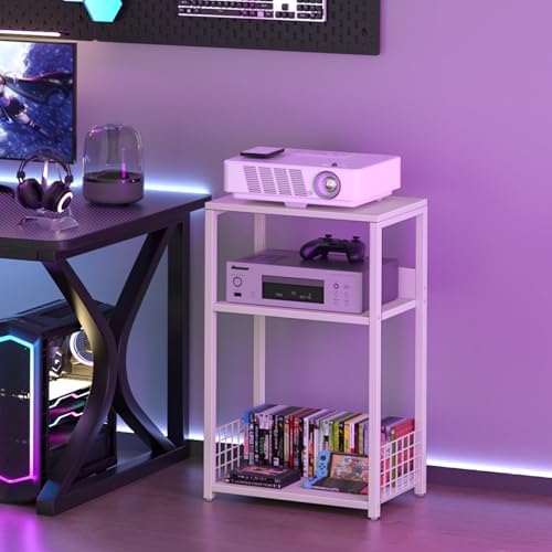 LELELINKY White Side Table,Small Printer Stand with Storage Shelf,3 Tier Industrial Bedside Tables,Vinyl Record Player Stand,Modern Sofa Night Stands for Living Room Bedroom Office Small Spaces - Image 6