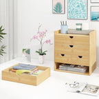 Bamboo Desk Drawer Organizer, Large Desktop Organizer with Drawers Tabletop Storage Organization Box for Office Home Toiletries Supplies Vanity, No Assembly Required (L-3 Drawers) - Image 6