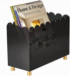 Acrylic Magazine Holder, Magazine Rack Floor,Sleek Black Stylish Organizer with Luxe Gold Metal Feet and Wave Edge Design Space Saving Storage for Books Newspapers Office Supplies,Home Office(Black) by TOCEMEI