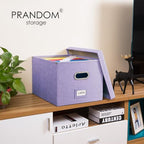 PRANDOM File Organizer Box - Set of 1 Collapsible Decorative Linen Filing Storage Hanging File Folders with Lids Office Cabinet Letter/Legal Purple (17x14x11.2 inch) - Image 2