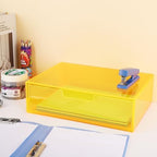 Gelite Acrylic Desk Organizer with Drawer for Makeup Vanity Stackable Desktop Storage Box for Office Supplies, 13.8 x 9.8 x 3.9’’, Neon Yellow - Image 6