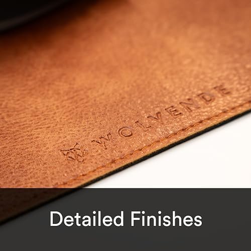 Premium Distressed Faux Vegan Leather Desk Mat | Multifunctional Desk Pad for Home Office | (Brown/Tan, 12" x 27.5") - Image 2