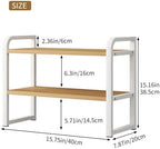Office Desk Shelf Organizer, Wood Desktop Bookshelf Supplies Storage Rack, Shelf for Top of Desk and Dresser and Cubicle Decor Aesthetic Bookshelf (White Wood-Two Tier) - Image 2