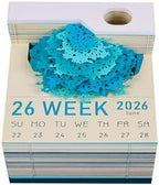 Time Piece Calendar, 2027 Desk Calendar with LED Light, 3D Tear-Away Paper Carving Art Memo Pad Notepad Gift for Christmas Housewarming Desktop Decoration(with Calendar & Light) - Image 3