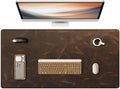 YSAGi Leather Desk Mat, 31.5"x15.8"Real Leather Desk Pad,2mm Thick Desk Blotter with Stiched line,Oil-Wax Feel Mouse pad and Self-Healing Laptop Pad for Home & Office(Classic Dark Brown) by YSAGi