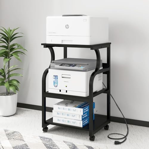 Natwind 3 Tier Printer Stand, 19.7"x15.7", with Charging Station,Black by Natwind