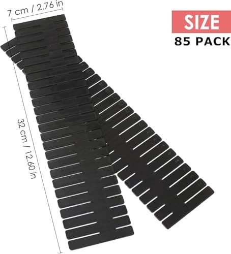 85Pcs Drawer Dividers, Adjustable Drawer Organiser, Cut at Will for Tidying Clutter Clothes, Socks, Makeup, Dresser, Kitchen Black - Image 2