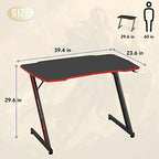 BestOffice | 39" Gaming Table | Red | Z-Shaped Computer Desk - Image 3