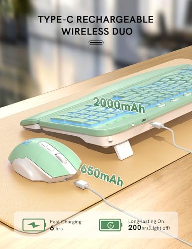 SABLUTE Wireless Keyboard and Mouse Combo, Ergonomic Wave with Wrist Rest - Image 4