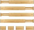 Adjustable Bamboo Drawer Dividers for Clothes, Kitchen Utensils, Office Desks, Bathroom Accessories, Socks and Underwear, and Personal Items, 4 Dividers with 4 Partitions by CozyVenient