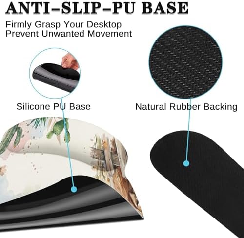 Arttown Keyboard Mouse Pad Set, 4 in 1 Desk Mat Set Cow Boho - Image 5