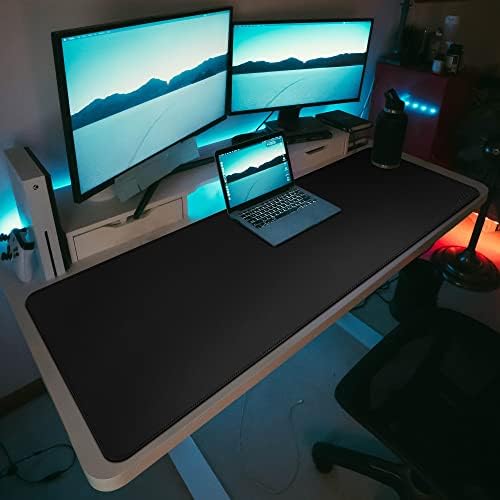 Vyaaa 63" x 24" PU Leather Desk Mat, Black Large Mouse Pad - Image 2