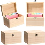 4 Pcs Wooden Index Card Holder 3x5 Notecard Recipe Box by Duucoepl