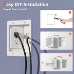 in Wall Cable Management Kit,TV Cable Hider Wall Kit with Brush Wall Plate and 9.8FT Cord,2 AC Outlets,Recessed Outlet Box for Wall Mount TV Home Theater Setups Cords Organizer - Image 5