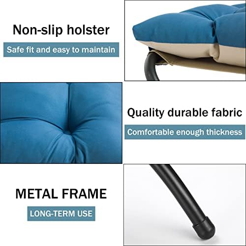 15" Upholstered Folding Foot Rest Stool with Foldable Metal Frame Sapphire - Image 4