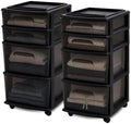 HOMZ Drawer Tower, 4-Tier Storage Cart with Removable Wheels, Black, 2 Pack by Homz