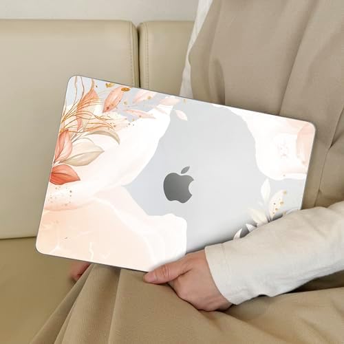 for New MacBook Air 13 inch Case 2026 M5 2025 M4 2024 M3 Chip– Aesthetic Lightweight Floral Design Clear Hard Shell 6-in-1 Bundle with TPU Keyboard Cover & 2X OTG Adapters, Abstract Flowers - Image 4