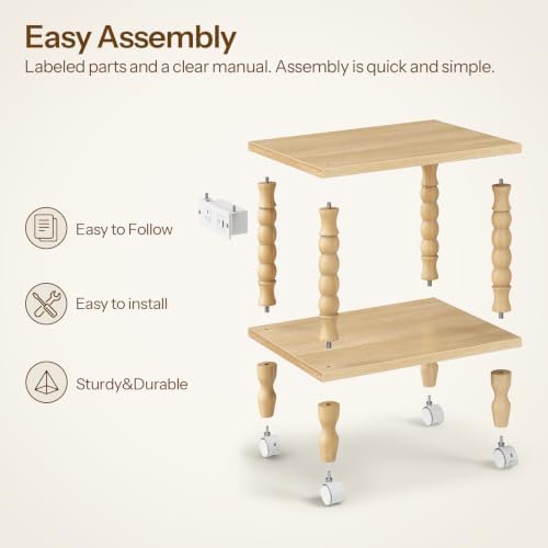 HOOBRO 2-Tier Printer Stand Solid Wood Legs - Image 7