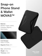 MOFT Magnetic Wallet Stand Compatible with iPhone 17/16/15/14/13/12 Series, Angle Adjustment & Magsafe Compatible MOVAS Phone Stand,Jet Black - Image 6