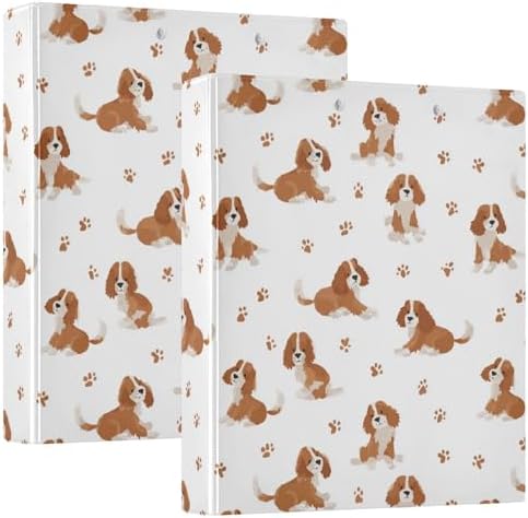 Cavalier King Charles Spaniel Dog Round Ring Binders 1.5 Inch 3 Ring Binder with Clipboard Holds 200 Sheets Office Home School by SHJI