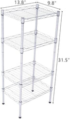 4 Tier Storage Racks Shelving, Heavy Steel Pantry Shelves, Adjustable Wire Shelving Rack, Suitable for Garage, Kitchen, Bathroom, Office, 14" W x 10" D x 31" H, Chrome - Image 2