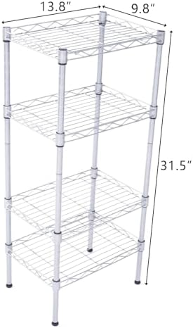4 Tier Storage Racks Shelving, Heavy Steel Pantry Shelves, Adjustable Wire Shelving Rack, Suitable for Garage, Kitchen, Bathroom, Office, 14" W x 10" D x 31" H, Chrome - Image 2