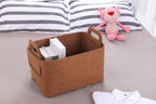 Minoisome Storage Basket Felt Storage Bin Collapsible& Convenient Box Organizer with Carry Handles for Office Bedroom Closet Babies Nursery Toys Laundry (Brown, 15.7inch（L）×11inch（W）×10inch（H）) - Image 2