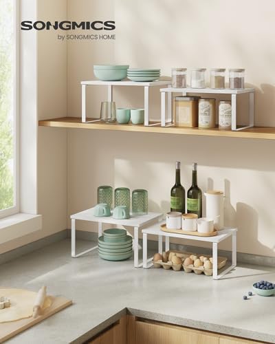 SONGMICS Cabinet Organizer Shelf, Set of 4 Spice Rack, Kitchen Storage - Image 3