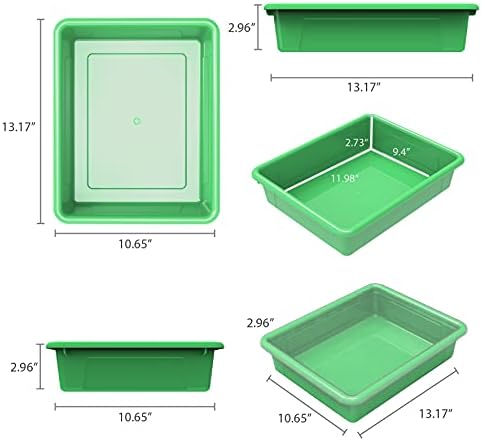 Storex Letter Size Flat Storage Tray – Organizer Bin for Classroom, Office and Home, Green, 5-Pack (62520A05C) - Image 6
