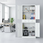CJF Metal Storage Cabinet with Adjustable Shelves and Drawers, 71" H Locking Pantry Storage Cabinet for Office, Garage, Home, School, Utility (White) - Image 2