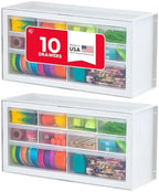 IRIS USA 10-Drawer Organizer, 2 Pack, Makeup Tool Craft Storage, White by IRISUSA