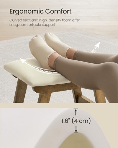 SONGMICS Foot Stool Ottoman, Padded Foot Rest Under Desk, Solid Wood Frame - Image 4