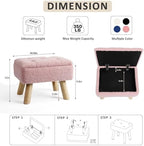 OGEMXU Storage Ottoman, Small Foot Stool Ottoman with Storage, Boucle Teddy Velvet Foot Rest with Padded Seat, Sturdy Wood Legs Stool for Living Room, Bedroom, Couch, Enterway (Pink) - Image 3