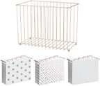Y YOMA 1 Pack Rose Gold Desktop Hanging File Organizer | 12 Pack Rose Gold Hanging File Folders with Tabs & Insert | Letter Size Metal File Kit for Desk Home Office, I Shaped by YYOMA
