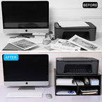 EMERIT Printer Stand for Desk - 2 Tier Desktop Printer Stand with Paper Storage, Printer Riser Organizer for Home Office, Holds up to 30 lbs, Black - Image 2