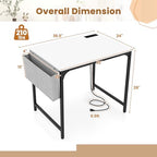 GIANTEX 32 Inch Computer Desk with Charging Station, Home Office Writing Desk with Storage Bag & Headphone Hook, Compact Gaming Table PC Workstation, Modern Simple Laptop Desk for Bedroom, Study - Image 3