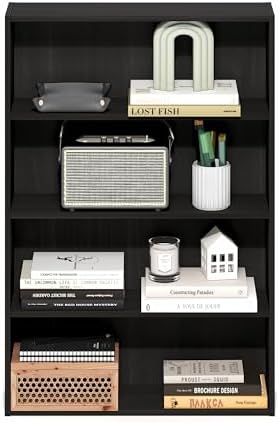 Furinno Basic Book Shelf, 4-Tier Bookcase with Open Shelf, Bookshelf, Cube Storage Organizer, 6 x 24 x 35, for Living Room, Bedroom, Home Office, Espresso - Image 4
