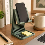 Premium Tablet & Phone Stand with Desk Organizer Tray - Ergonomic Desktop Device Holder for iPad, iPhone, Android - Modern Home Office Accessory & Sticky Note Holder (Green) - Image 5