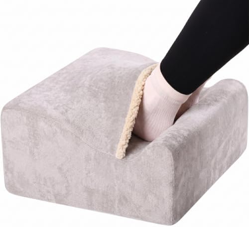 Under Desk Foot Rest with Warm Feet Pocket – Ergonomic Office Footstool, Memory Foam, Washable Cover, Non-Slip Bottom, for Heel & Leg Support, Back Pain Relief (Grey+) by Citybay