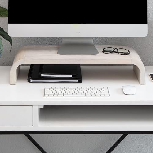 Anji Mountain Monitor Stand for Desk - Desktop Organizer & Laptop Riser, Ergonomic Monitor Riser, Space-Saving, Durable, Easy Assembly & Ideal for Home & Office, White Wash, Classic by AnjiMountain