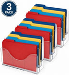 Azar Displays 250099-3PK Three Tier File and Brochure Desktop Wall Organizer Holder with Dividers brochure display stand acrylic file holder, Clear , 3-Pack - Image 2