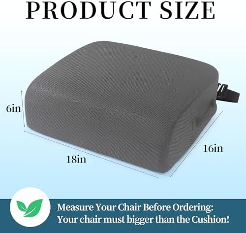 MABOZOO Extra Thick Chair Cushions,Office Chair Booster Seat Cushion to Raise Seat Height for Pain Relief,18 x 16 x 6 inch Non Slip Memory Foam Thick Cushion with Carry Handle（Dark Grey） - Image 3