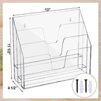 Estune Acrylic Vertical File Organizer Horizontal Triple File Folder Holder - Image 2