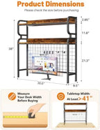 BYMECOST 38.6" Desktop Hutch Bookshelf,2-Tier Desk Shelf with Back Panel - Image 2