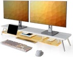 Fenge Dual Monitor Stand Riser with Phone & Tablet Slot, White by Fenge