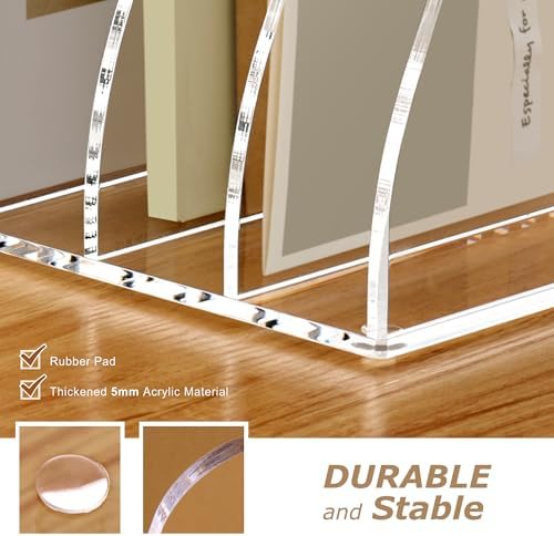 YUXUN Clear Acrylic Vertical File Organizer for Desk, 5 Compartments - Image 3