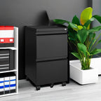 BYNSOE 2 Drawers File Cabinet with Lock Metal Vertical File Cabient with Wheels Mobile File Cabinet for Office Home Legal/Letter/a4 Size Require Assembly - Image 5